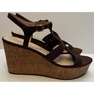 Kate Spade New York Tianna Cork Wedge Platform Sandal Brown Woven Leather NEW 10